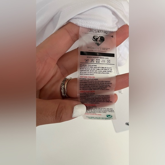 Women's Best Size Small Smooth Contour Midi Short Sleeve T-Shirt White - Picture 10 of 10